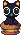 sprite of a tiny black cat sitting on a burger